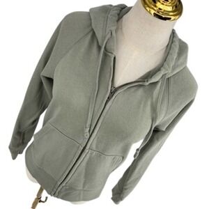 Uniqlo XS Full Zip Hoodie Sage Green Raglan Gorpcore Loungewear Earthy Basic